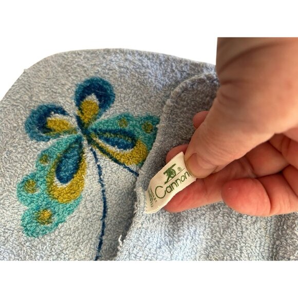 Cannon Vintage Blue Floral Butterfly Hand Towel + 2 Face Cloth NEW Old Stock - Picture 7 of 9